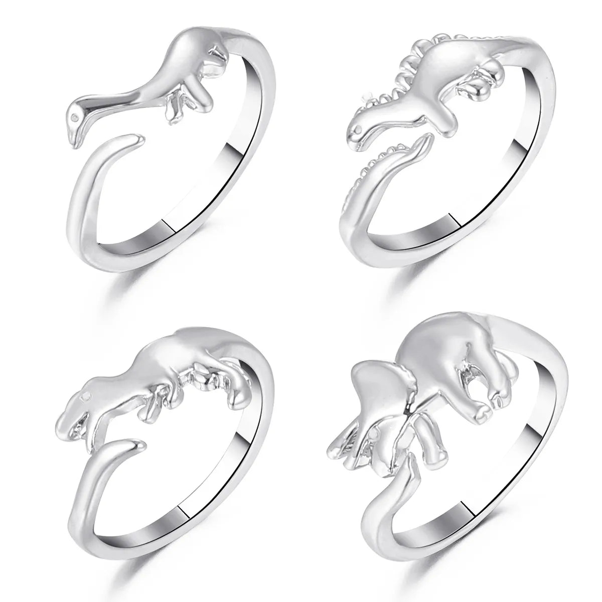 Ladies decorative rings-The Same Metal Dinosaur Ring Fashion Cute Opening Geometric Animal Ring