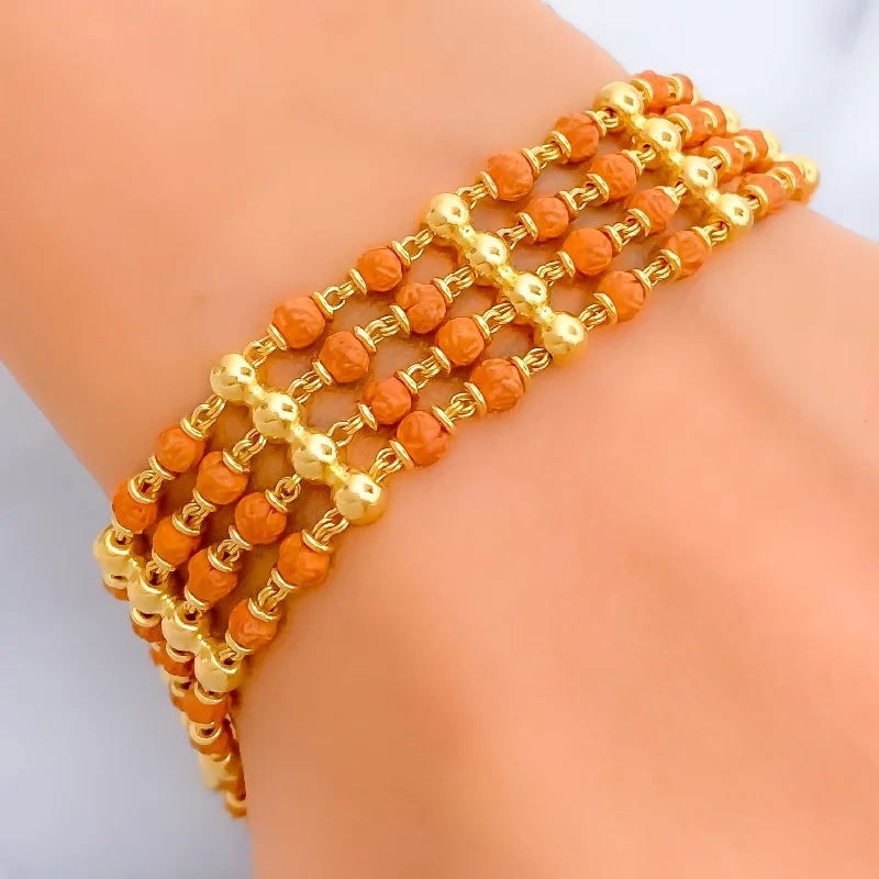 Ladies bohemian bracelets-Regal Upscale 22k Gold Rudraksh Bracelet