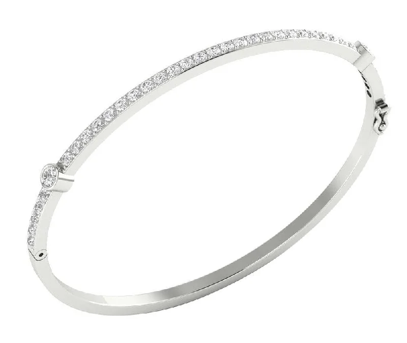 Ladies statement bracelets-The Elena Natural Diamond Bangle Bracelet Prong & Bezel Set