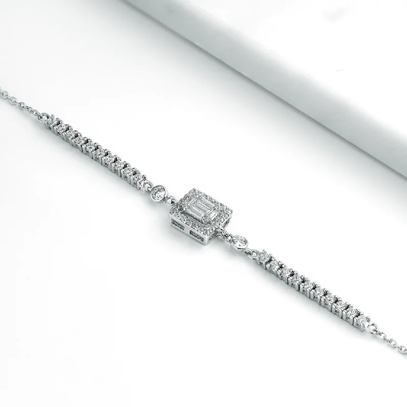 Ladies matching bracelets and rings-Zircon Tennis Square Bracelet