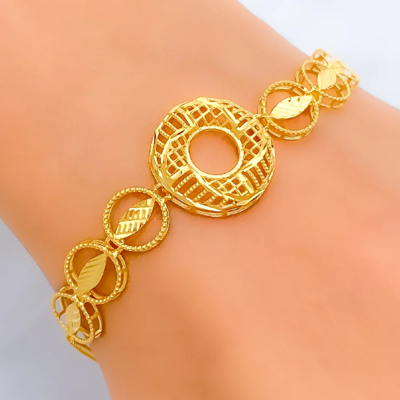 Ladies silver charm bracelets-Majestic Glowing 21k Gold Bracelet