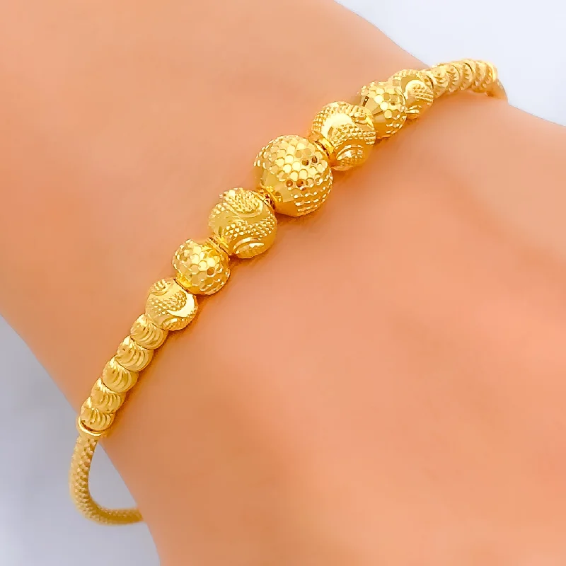 Ladies colorful bracelets-Fashionable Sparkling 22k Gold Bangle Bracelet