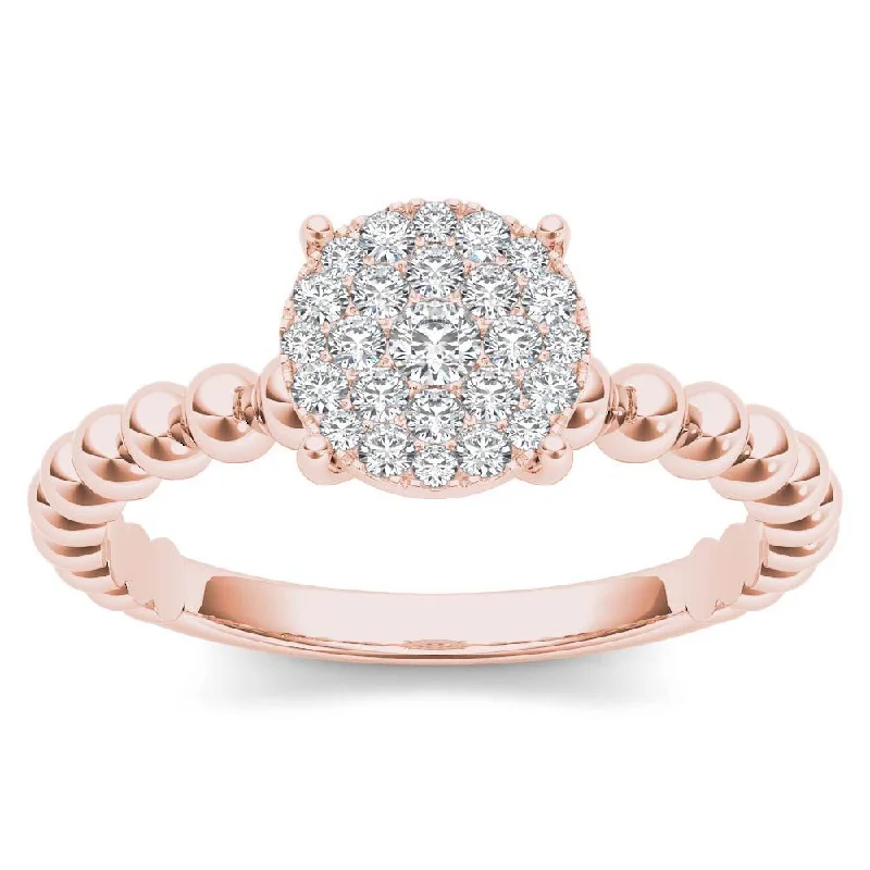 Ladies unique halo engagement rings-De Couer 14K Rose Gold 1/5ct TDW Diamond Composite Engagement Ring - Pink