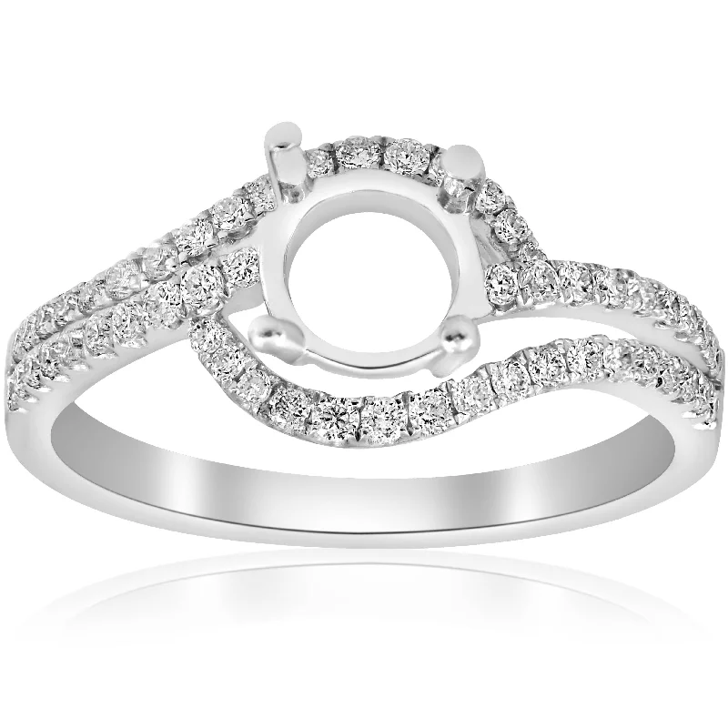 Ladies vintage-inspired engagement rings-3/8ct Diamond Engagement Ring Setting 18K White Gold