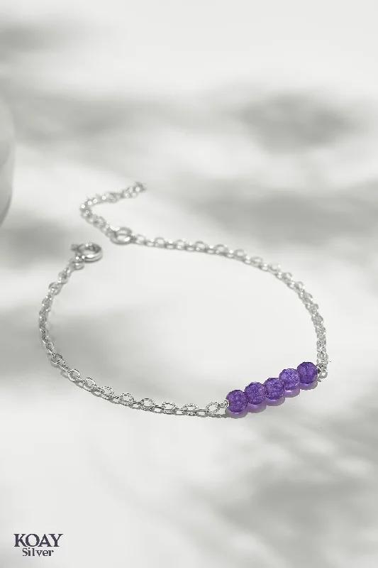 Ladies cubic zirconia bracelets-Five Purple Stones Bracelet