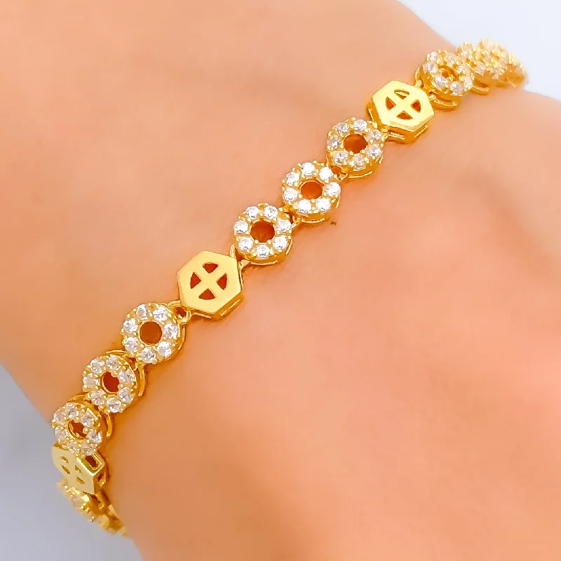 Ladies silver charm bracelets-Opulent Graceful 22k Gold CZ Bracelet