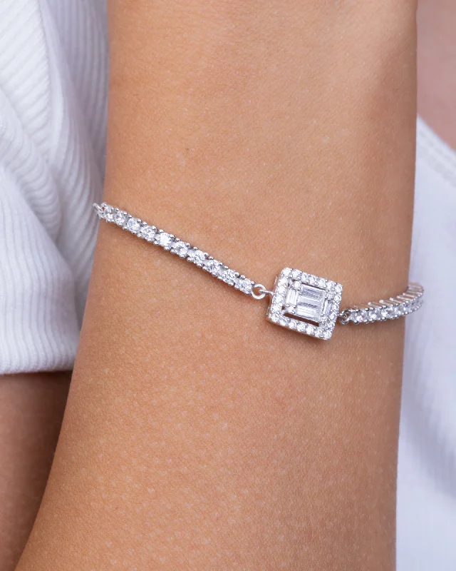 Ladies crystal bangles-Tennis Square Bracelet