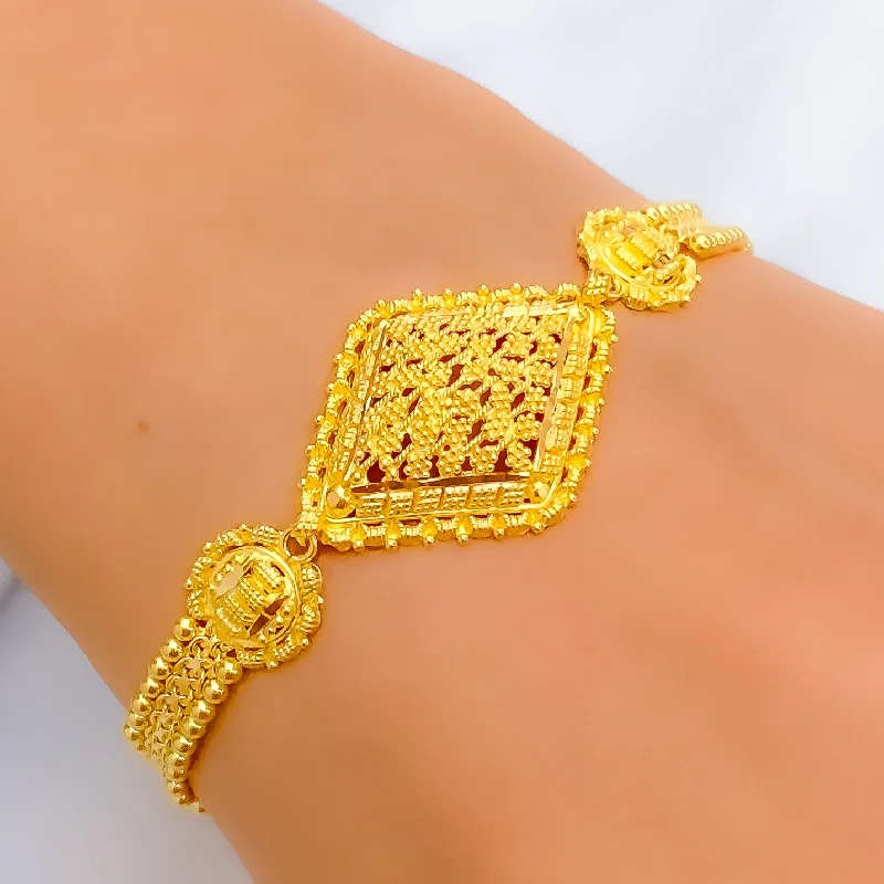 Ladies solid gold bracelets-Ethereal Trendy 22k Gold Bracelet