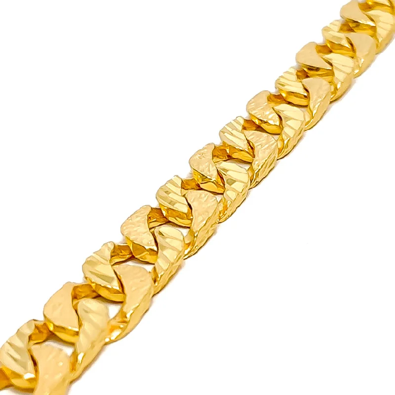 Ladies engraved wedding bracelets-Jazzy Bold 22K Gold Men's Bracelet