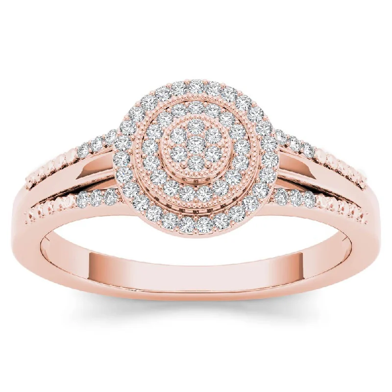 Ladies square halo engagement rings-De Couer 10k Rose Gold 1/6ct TDW Diamond Halo Engagement Ring