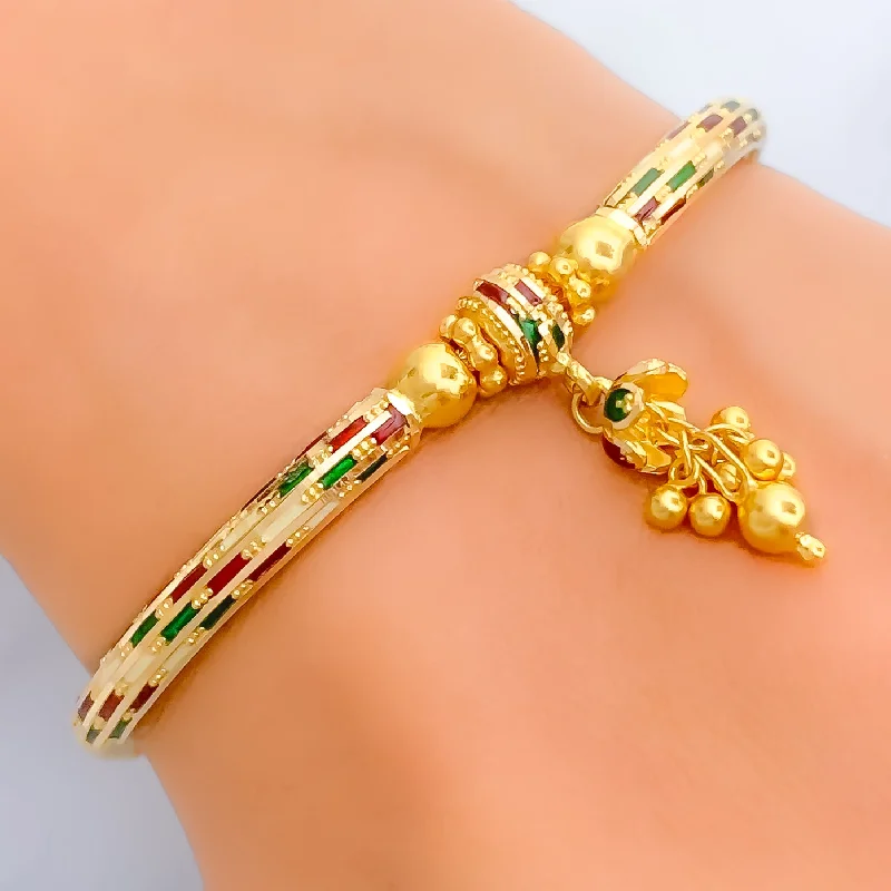 Ladies charm bracelets-Attractive Multi-Color 22k Gold Bracelet