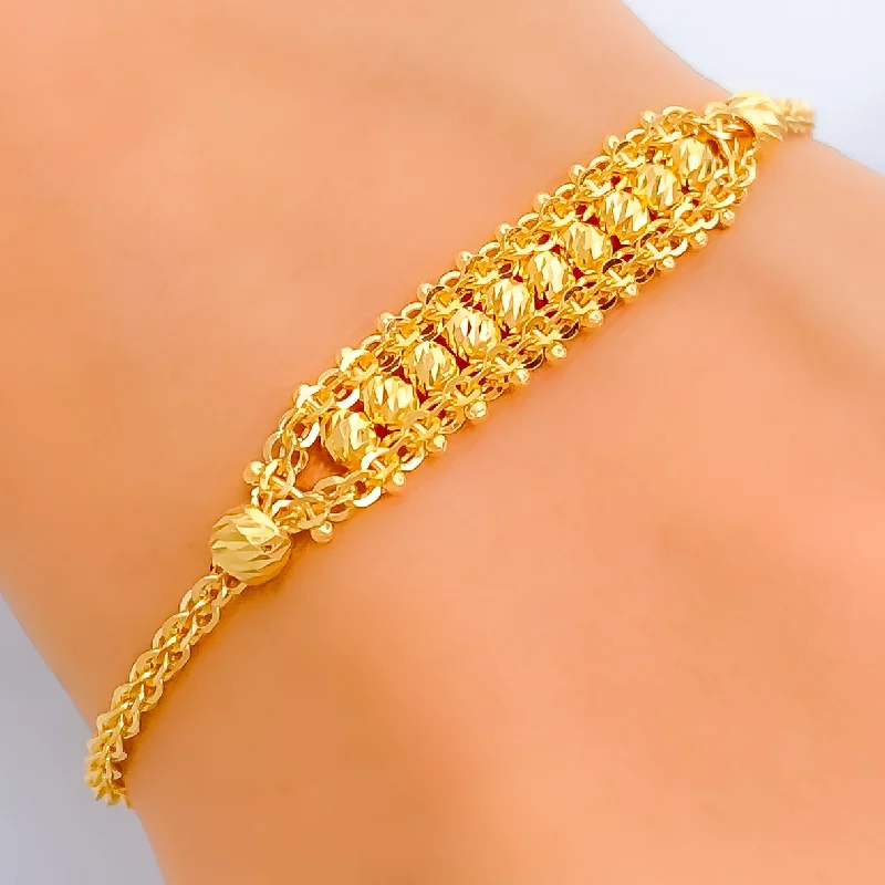 Ladies geometric bracelets-Charming Ethereal 22K Gold Bracelet