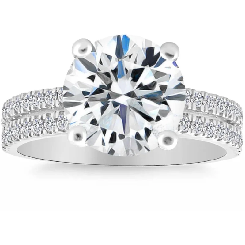 Ladies designer engagement rings-Certified 6.15Ct Round Cut Diamond Engagement Ring White Gold Lab Grown