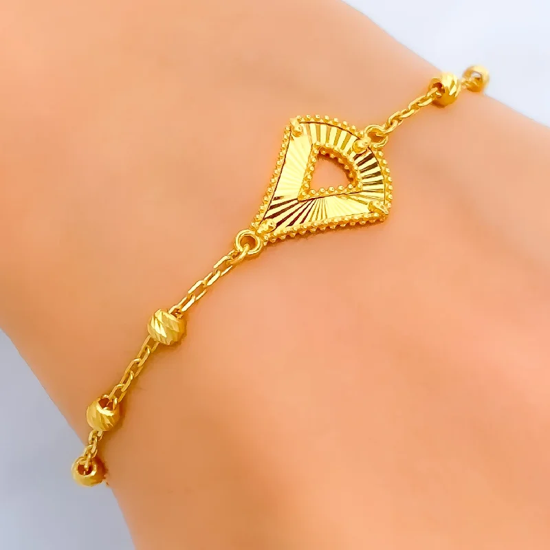 Ladies rose gold bracelets-Geometric Attractive 21k Gold Bracelet