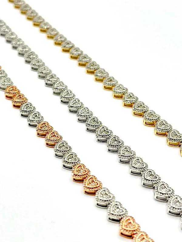 Ladies boho bracelets-10KT DIAMOND HEART BRACELET