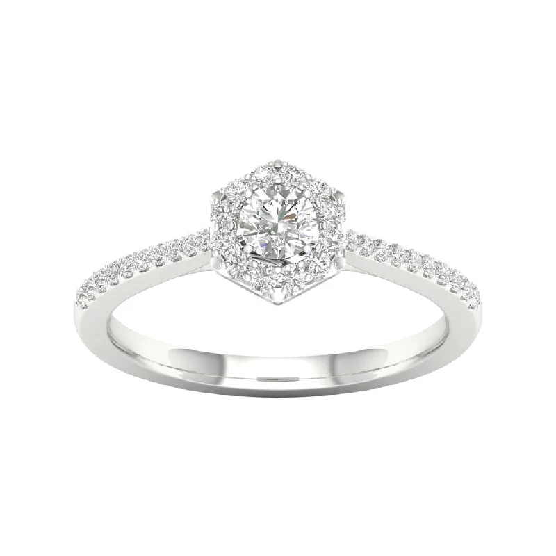 Ladies heart-shaped diamond engagement rings-De Couer 10k Gold 1/3ct TDW Diamond Halo Engagement Ring