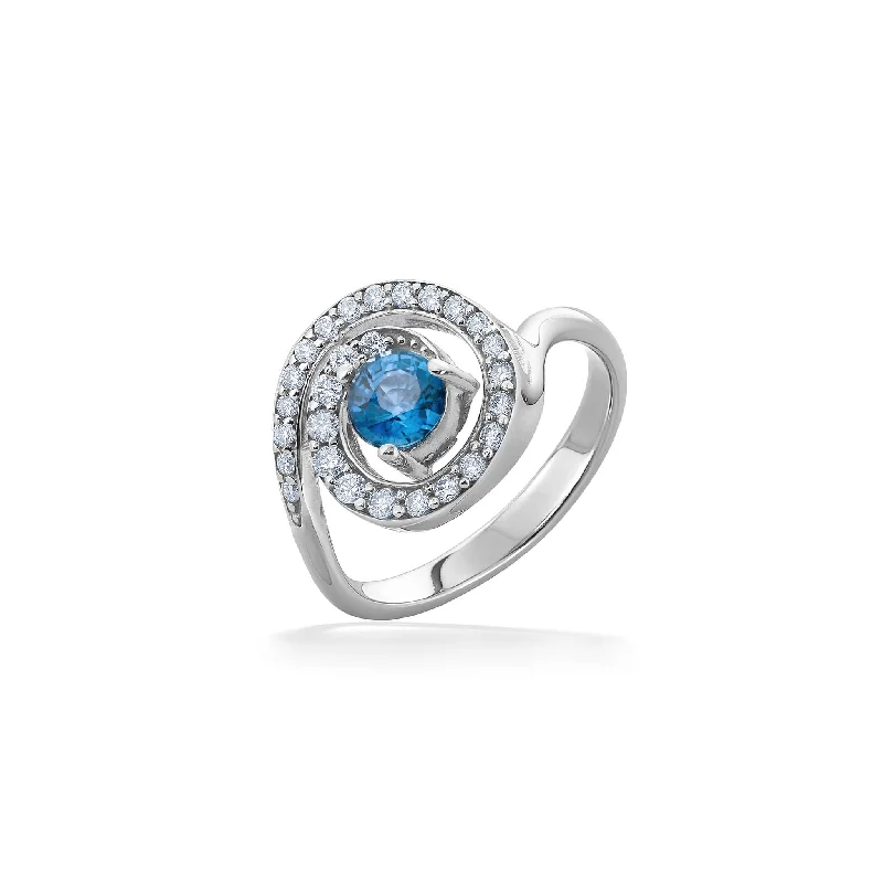 Ladies pave diamond rings-Wave Ring