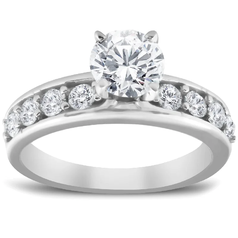 Ladies antique engagement rings-2 Ct Round Cut Diamond Engagement Solitaire Ring 14k White Gold