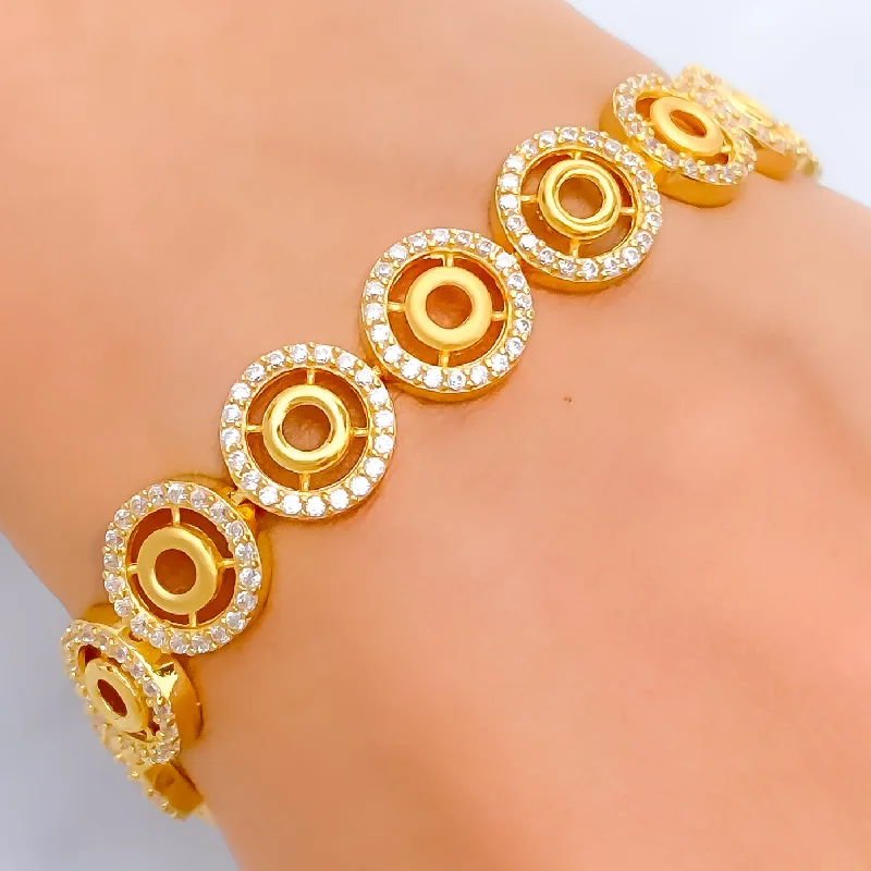 Ladies large bangle bracelets-Vibrant Ethereal 22k Gold CZ Bracelet