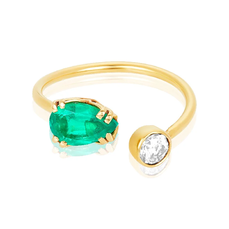 Ladies oval rings-Emerald Bypass Ring