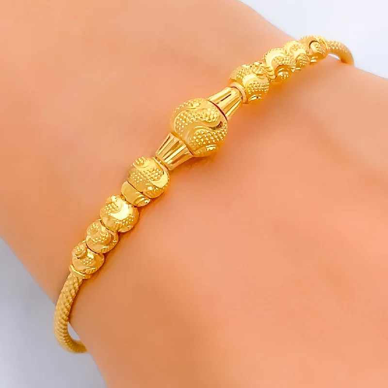 Ladies gold-plated bracelets-Charming Orb 22k Gold Bangle Bracelet