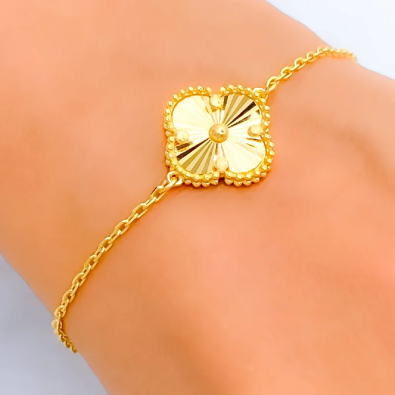 Ladies colorful bracelets-Eternal Radiant 21k Gold Clover Bracelet