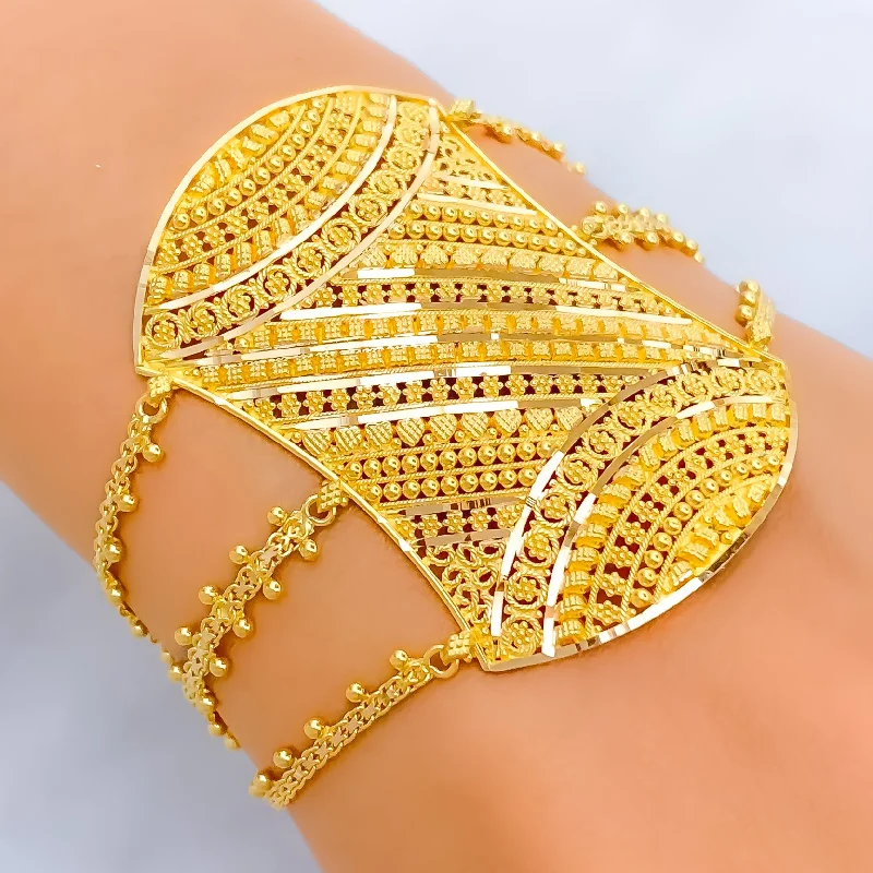 Ladies plain gold bangles-Versatile Upscale 22k Gold Statement Bracelet