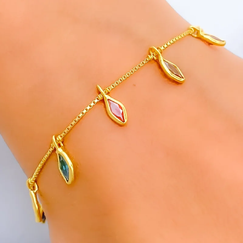 Ladies cuff bracelets with gemstones-Lustrous Edgy 22k Gold CZ Bracelet