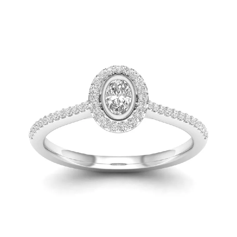 Ladies classic round engagement rings-De Couer 10k Gold 1/3Ct TDW Diamond Halo Engagement Ring