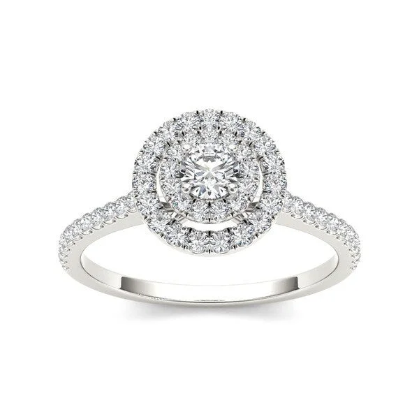 Ladies luxury engagement rings-De Couer 14k Gold 1/2ct TDW Diamond Double Halo Engagement Ring