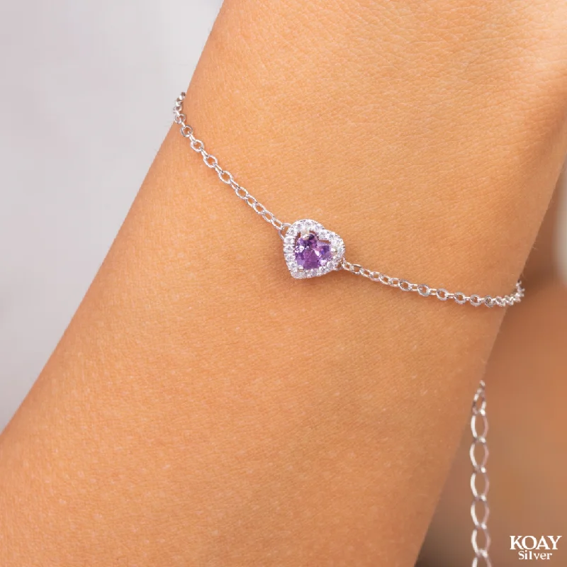 Ladies custom-made bracelets-Purple Heart Zircon (02) Bracelet