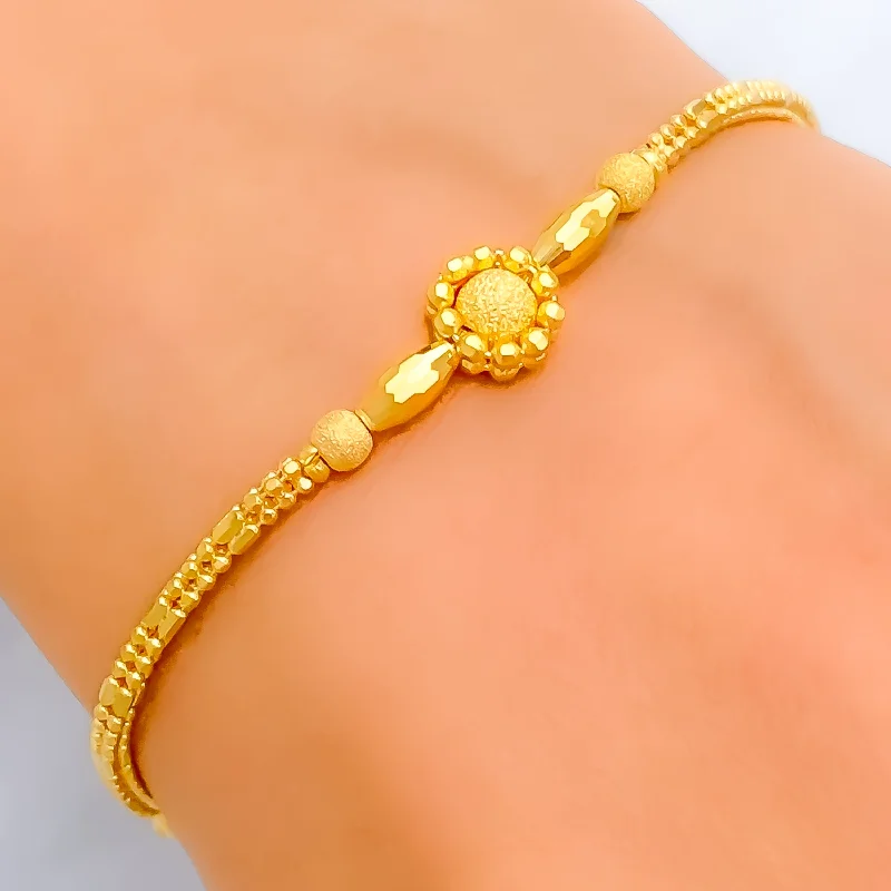 Ladies gold cuff bracelets-Upscale Multi-Bead 22K Gold Bracelet