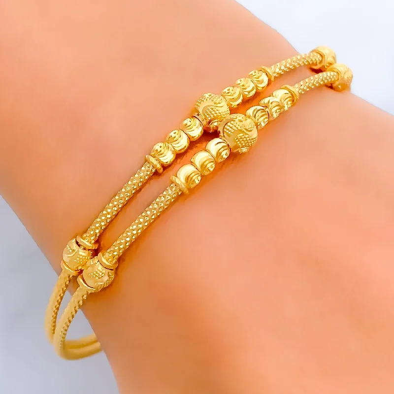 Ladies adjustable bangles-Sleek Sophisticated 22k Gold Bangle Bracelet