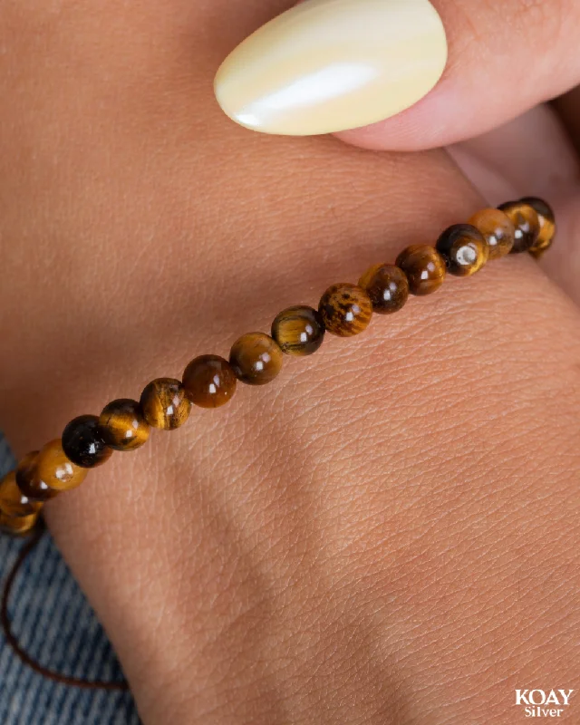 Ladies charm bracelets-Tiger Eye Balls Bracelet