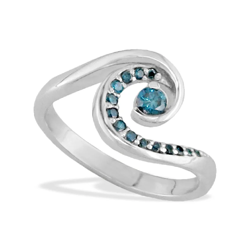 Ladies diamond fashion rings-Wave Ring