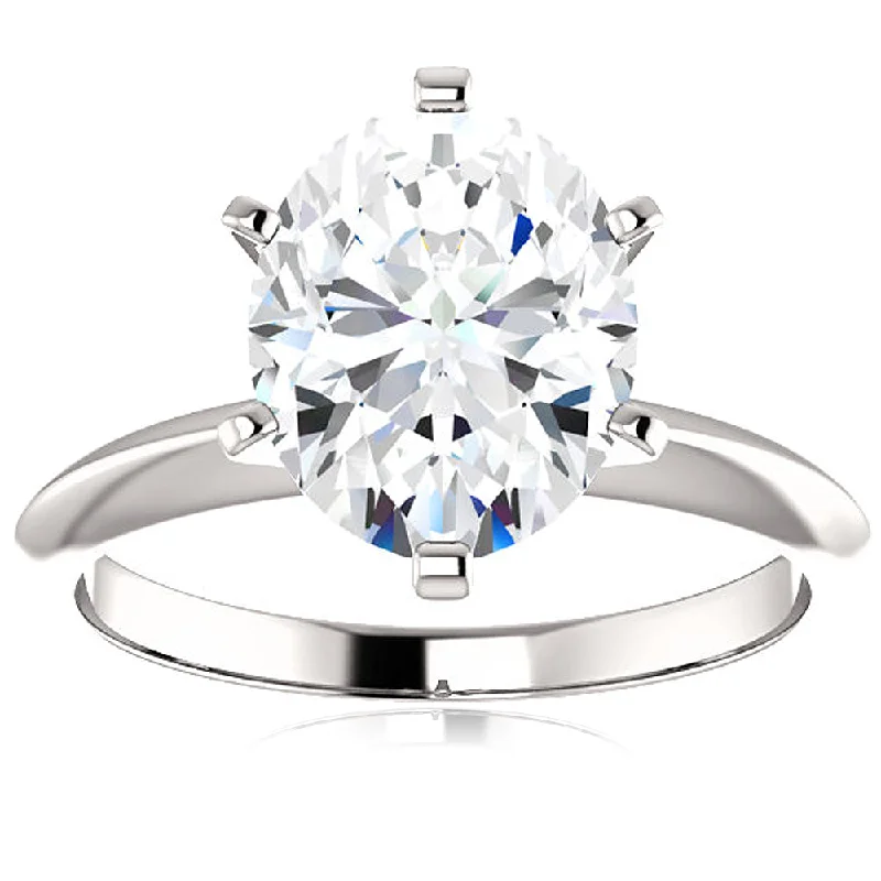 Ladies engagement rings with heart-shaped diamonds-2 Ct Oval Moissanite Solitaire Engagement Ring 14k White Gold