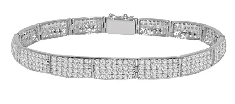 Ladies delicate bangles-Mens Tennis Bracelet VVS1/VS1/SI1/I1 5.00 Ct 14k Solid Gold Round Diamonds Pave Set 7.00Inch