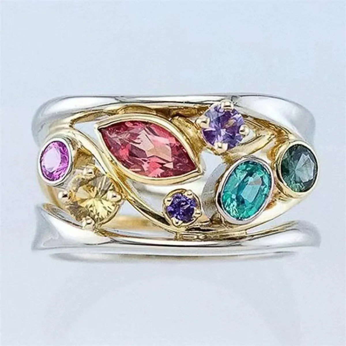 Ladies gold-plated rings-Modern Style Classic Style Geometric Alloy Plating Inlay Rhinestones Women'S Rings