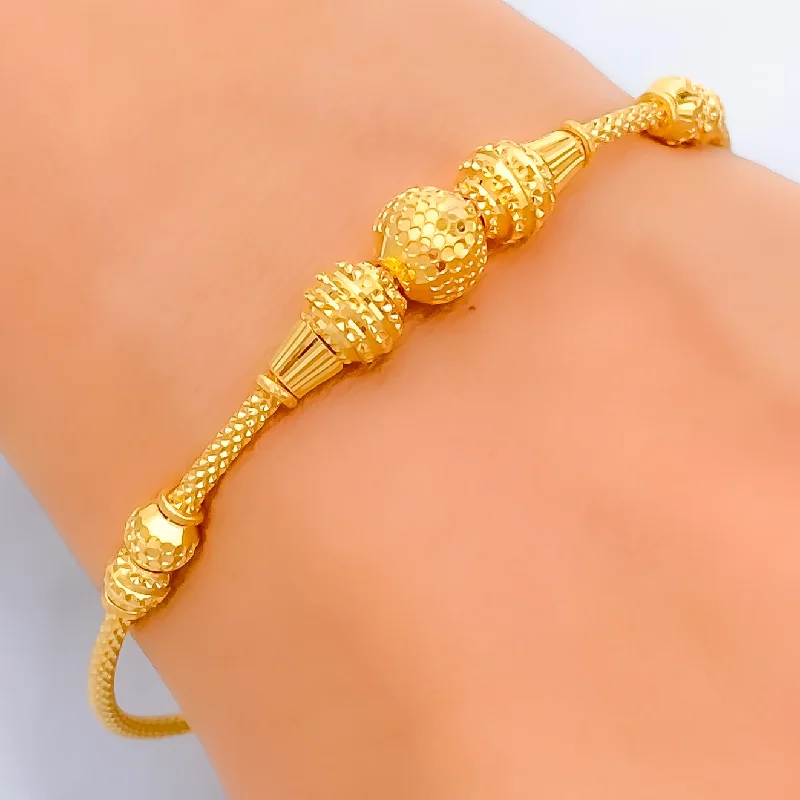 Ladies infinity bracelets-Delightful Beadwork 22k Gold Bangle Bracelet