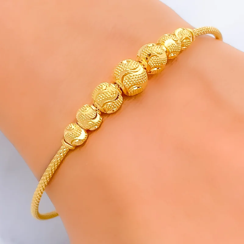 Ladies delicate bracelets-Shimmering Vibrant 22k Gold Bangle Bracelet