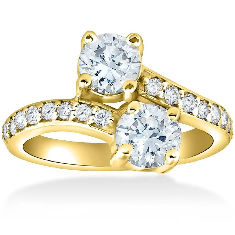 Ladies princess cut engagement rings-1 1/2 cttw Forever Us 2-Stone Diamond Engagement Forever Us Ring 14k Yellow Gold