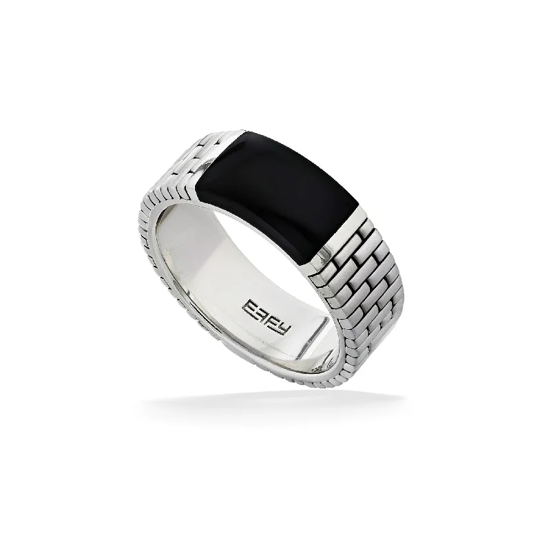 Ladies wide band rings-Effy Onyx Brick Ring