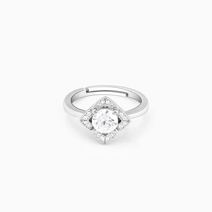 Ladies three-stone rings-Silver Classic Aura Ring