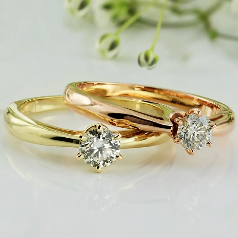 Ladies vintage-inspired solitaire engagement rings-Auriya 14k Gold 1/3ctw Round Solitaire Diamond Engagement Ring