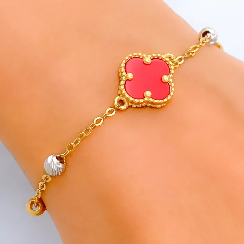 Ladies chic gold bracelets-Captivating Two-Tone 21k Gold Bracelet