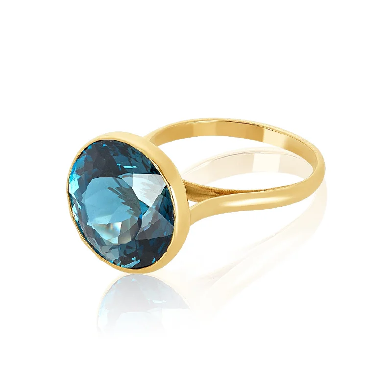 Ladies sapphire rings-London Blue Bezel Ring