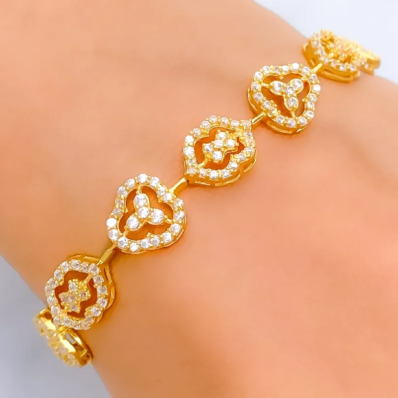 Ladies elegant bracelets-Shimmering Lush 22k Gold CZ Bracelet