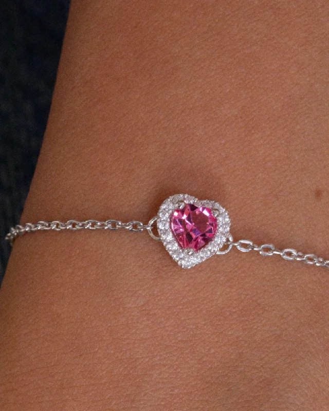 Ladies twisted bangles-Pink Heart Zircon (02) Bracelet