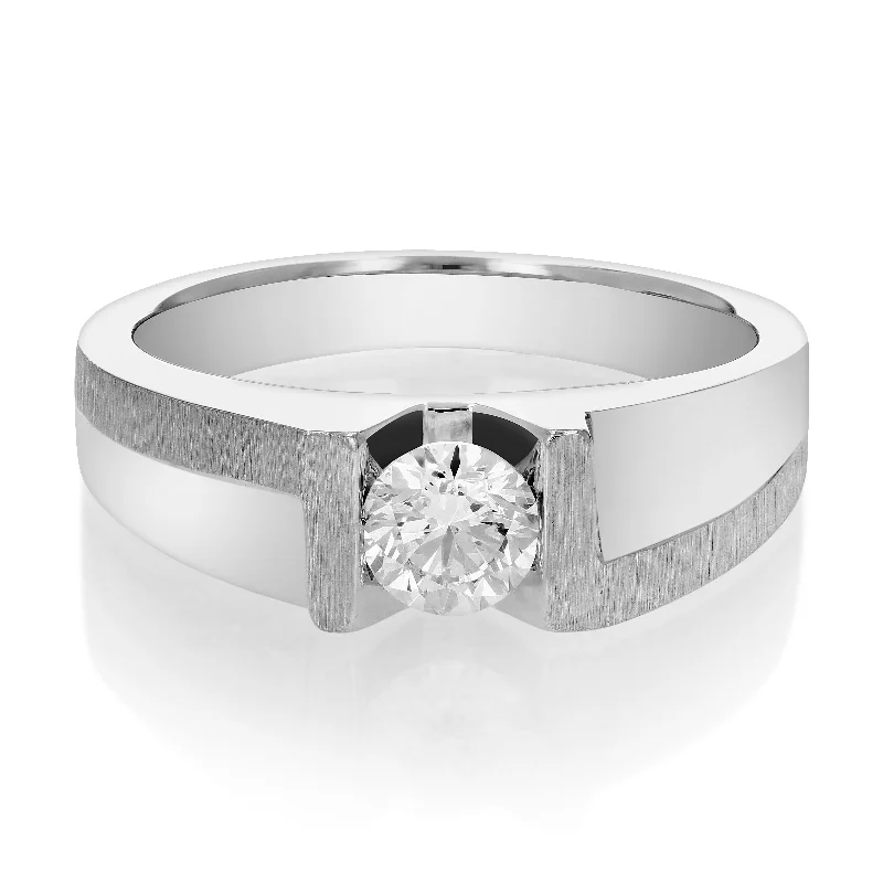 Ladies princess cut diamond engagement rings-3/4 cttw VS2 Men's Diamond Solitaire Engagement Ring 18K White Gold