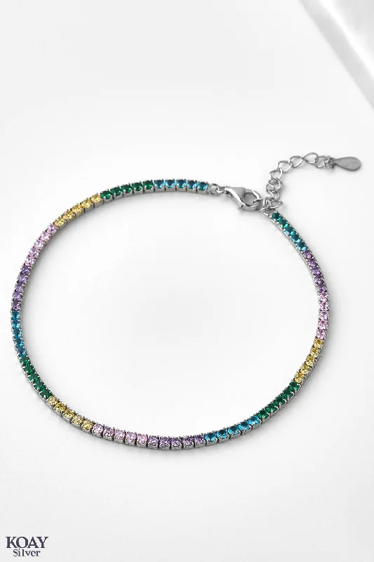 Ladies wedding bangles-Colored Tennis (03) Bracelet